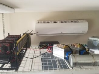 Bitcoin Cryptocurrency Mining in Garage with AC
