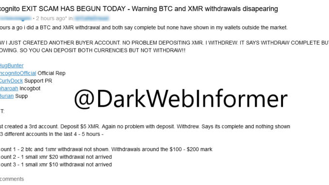 Millions in BTC, XMR possibly stolen after reports of darknet Millions in BTC, XMR possibly stolen after reports of darknet market ‘exit scam’